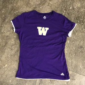 University of Washington Adidas tee, purple, S